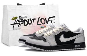 Jordan Баскетбольные кроссовки Air 1 Cyber Silver Wings Low Top Vintage унисекс, черные, серебристые