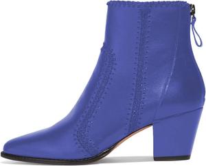 Женские ботильоны XYD с острым носком, низким блочным каблуком, кожаные, короткие с молнией, Blue