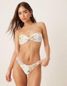 Бикини-трусики Florida с тропическим принтом и солнечным принтом желтого цвета Asos Design