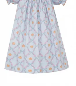 Детское короткое платье-рубашка с присборенной юбкой и рукавами, синего цвета Anavini