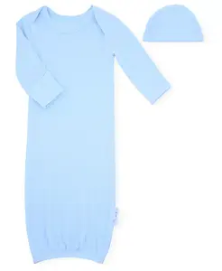 Комплект для мальчиков из 2 предметов: ребристая распашонка и шапочка Max & Olivia, синий