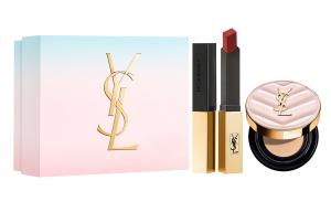 SAINT LAURENT Розовая помада-подушечка с золотой полоской набор макияжа натуральная стойкая 2,2г+12г