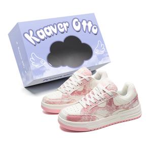 KAAVER OTTO Низкие модные нишевые скейтерские кроссовки унисекс бело-розовые, цвет White Pink