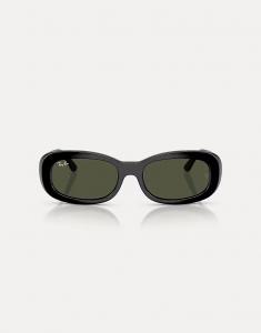 Солнцезащитные очки Oval с зелеными линзами в черном цвете Ray-Ban
