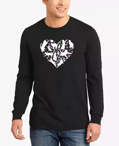 Мужская футболка с длинным рукавом Cat Heart Word Art La Pop Art, черный