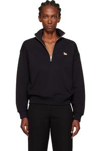 Полузастёгивающийся свитшот с вышивкой лисёнка Maison Kitsuné, черный