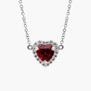 Подвеска в форме сердца с гранатом и бриллиантами из 18-каратного белого золота (6 мм) Blue Nile