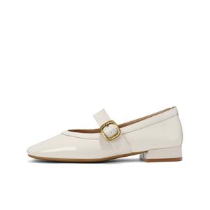 Туфли-марджери на блочном каблуке 2 см Block Heel Mary Jane BELLE, бежевый Shiny