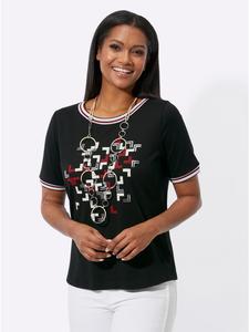 WITT WEIDEN Черная футболка с принтом и круглым вырезом