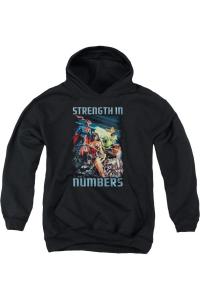 Толстовка с капюшоном Justice League of America "Сила в единстве" для детей Gildan, черный