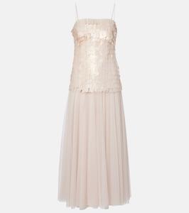 Макси-платье с пайетками Maxine Simkhai, песочный