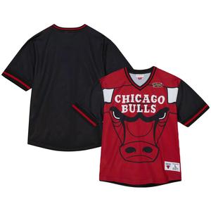 Мужская футболка Mitchell & Ness Red Chicago Bulls Jumbotron 3.0 Mesh с v-образным вырезом