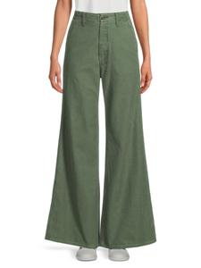 Джинсы Major Sneak Roller Wide Leg Mother, зеленый