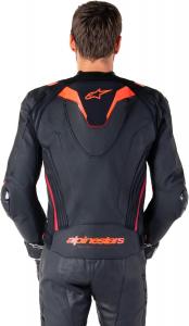 Кожаная куртка Alpinestars Missile V3 Ignition с мотоциклетной защитой CE, повышенным комфортом и вентиляцией, Black Red Fluo Dark Red
