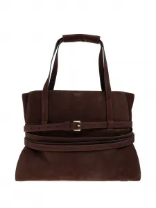 Сумка-тоут из замши с ремнем Tie Me Moschino, коричневый