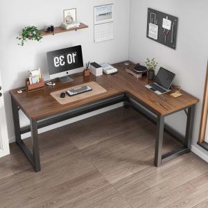 Угловой стол Naijia 120x80 см, компьютерный стол для дома и офиса, простой письменный стол для спальни, американский орех + черная рама