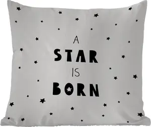 Подушка для улицы - Цитаты - Звезда родилась - Младенец - Дети - Пословицы - 60 x 60 см - Водонепроницаемая - Подушка для отдыха - Декоративная - Подушка для сна MuchoWow