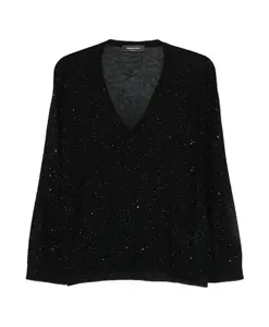 Черный свитер с V-образным вырезом и блестками Fabiana Filippi, черный