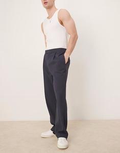 Элегантные брюки прямого кроя из темно-синего сирсакера Asos Design