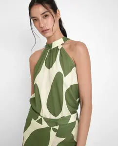 Женский топ из натурального волокна с халтер-воротником Trucco, зеленый