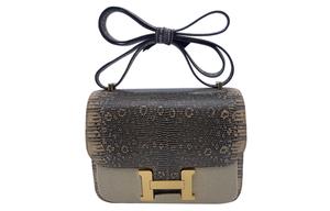 Сумка через плечо Constance из кожи ящерицы HERMES