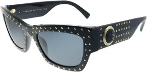 Солнцезащитные очки Versace VE 4358 GB1/87, черные пластиковые, прямоугольной формы, с серыми линзами