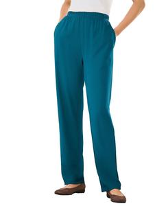 Брюки прямого кроя из трикотажа больших размеров, которые можно надевать в течение 7 дней Woman Within, Deep teal