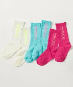 Набор из 3 пар неоновых носков с логотипом для мальчиков, весна/лето 2026 Devirock, цвет 013-Vertical Logo 3