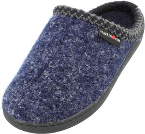 Унисекс тапочки HAFLINGER Nordkap из шерсти с твердой подошвой, темно-синий