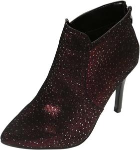 Женская мода CsgrFagr: лакированные кожаные туфли на высоком каблуке с острым носком, стразами, задней молнией, тонким высоким каблуком, укороченные сапоги с поддержкой свода стопы для женщин (черные, 8.5)