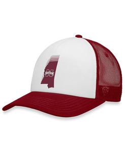 Мужская бело-бордовая кепка Snapback от Mississippi State Bulldogs Tone Down Trucker Snapback Top of the World