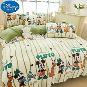 Disney Детский комплект постельного белья из 4 предметов (пододеяльник 220х240 см), молочный вельвет, принт Mickey Mouse Music, Disney