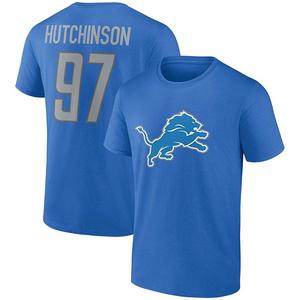 Футболка с именем и номером Aidan Hutchinson Detroit Lions Fanatics