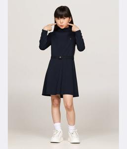 Платье детское Tommy Hilfiger с воротником-стойкой и поясом, синий