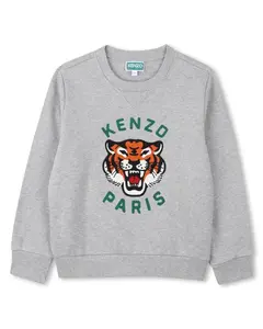 Детская толстовка серого цвета из хлопка Kenzo Kids