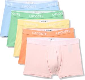 Lacoste мужские хлопковые эластичные трусы Essentials, 5 штук (Amazon Exclusives), Overview/Liamone/Yellow/Coralline/Flamingo