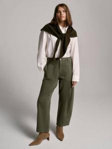 Джинсы бочонки из хлопкового материала Mint Velvet, Green Khaki