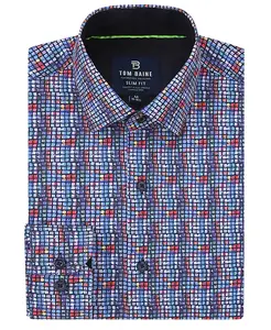 Мужская облегающая рубашка с длинным рукавом на пуговицах для делового стиля Tom Baine, мультиколор