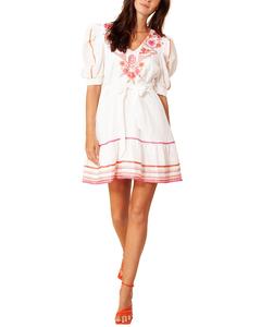 Hale Bob Платье из льна с пышными рукавами, розовый