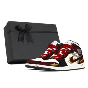 Jordan Air 1 устойчивые к истиранию нескользящие с амортизацией мид-топ винтажные баскетбольные кроссовки мужские black red