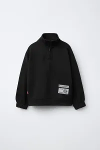 Толстовка с аппликацией в виде этикетки Zara, черный