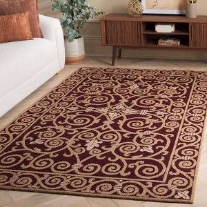 Ковер SAFAVIEH, 115 x 176 см, Chelsea Collection, бордовый, ручной работы в стиле French Country из шерсти, идеален для помещений с высокой проходимостью: прихожая, гостиная, спальня (HK11C)