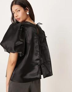 Блестящий топ Amy Lynn с многофункциональными завязками, черный