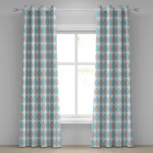 Шторы ABAKUHAUS серо-голубого цвета с люверсами, нарисованные вручную абстрактные листья природы - бегущие полоски, декоративные двухпанельные шторы, 280 см x 225 см, цвет морской волны и теплый серо-коричневый