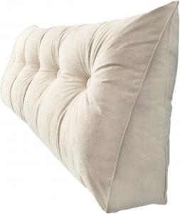 Двустороннее изголовье для сидения и лежа, клиновидная подушка для чтения, подушка для поддержки положения во время чтения, подушка для спины и поясницы, мягкая и дышащая подушка для спины во время чтения (цвет: белый) COZMAX, White