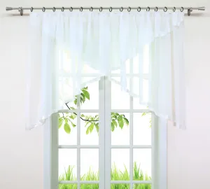 Штора Cafe со сборчатой лентой, вуаль типа Cross-M с атласной лентой, полупрозрачная, белая, 120 x 400 см (В x Ш) Joyswahl