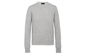 PRADA Свитер мужской серый с круглой горловиной Moderate
