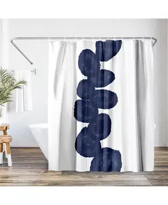 Занавеска для душа 71X74 - синий абстрактный рисунок - индиго вьется от chaos & wonder design Americanflat, multi