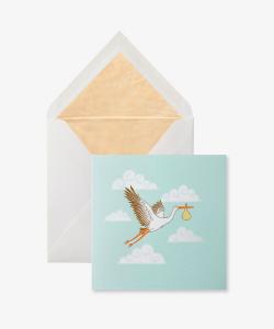 Поздравительная открытка с аистом ко дню рождения