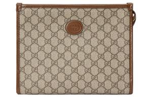 Косметичка из холста с кожаной окантовкой мужская Ebony GUCCI